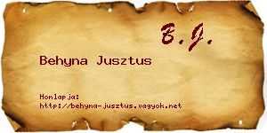 Behyna Jusztus névjegykártya